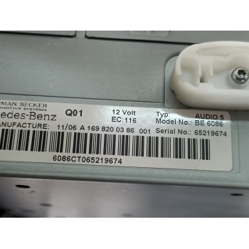 Recambio de sistema audio / radio cd para mercedes-benz clase a (w169) a 200 cdi (169.008) referencia OEM IAM A1698200386001  