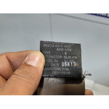 Recambio de cinturon seguridad trasero izquierdo para ssangyong kyron 2.0 xdi referencia OEM IAM 75601-09100  