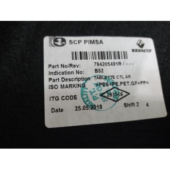 Recambio de bandeja trasera para dacia sandero laureate referencia OEM IAM 794205491R  