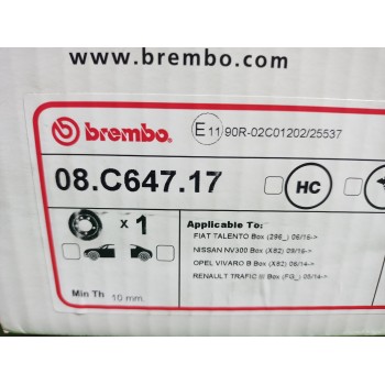 Recambio de disco freno delantero para renault trafic furgón referencia OEM IAM 08C64717  