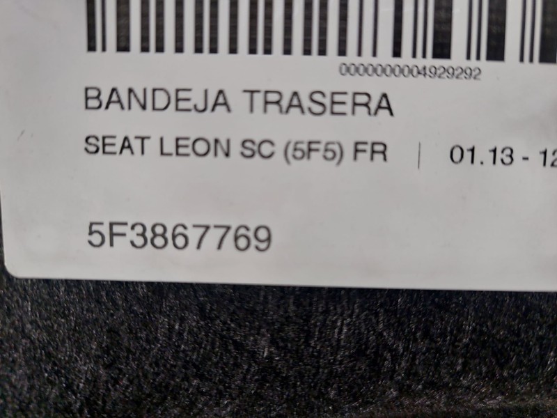 Recambio de bandeja trasera para seat leon sc (5f5) 1.4 16v tsi referencia OEM IAM 5F3867769  