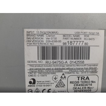 Recambio de sistema audio / radio cd para peugeot expert furgón 1.6 blue-hdi fap referencia OEM IAM 9818777780  