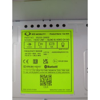 Recambio de sistema audio / radio cd para ssangyong tivoli 1.5 referencia OEM IAM 8920035600/1CSA090036A  