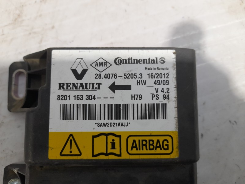 Recambio de centralita airbag para dacia duster referencia OEM IAM 8201163304  