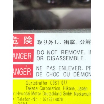 Recambio de cinturon seguridad delantero izquierdo para hyundai tucson (jm) 2.0 crdi referencia OEM IAM C9ST077  