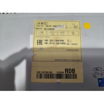 Recambio de sistema audio / radio cd para hyundai i30 referencia OEM IAM AC110A6EE  